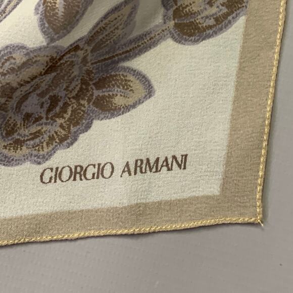 GIORGIO ARMANI Grey Blue Floral Silk Scarf Shawl - Picture 2 of 6